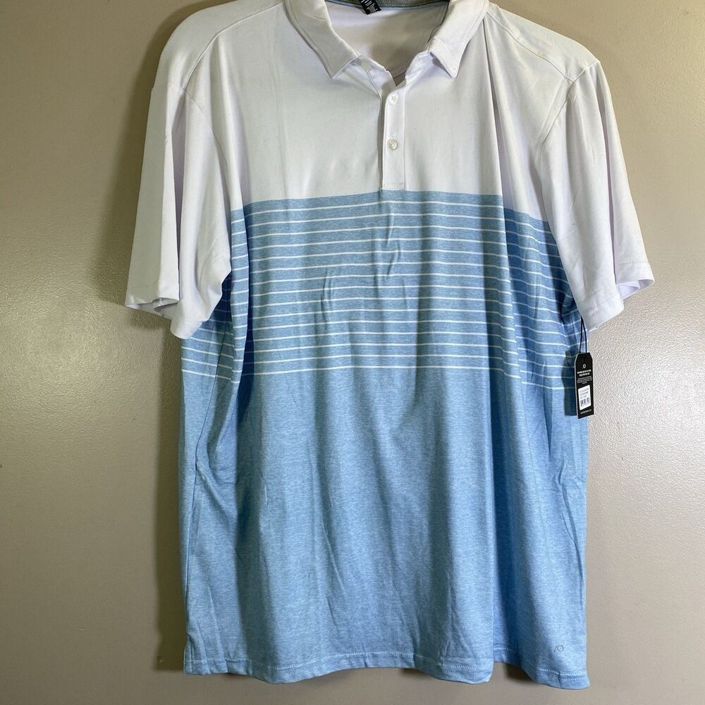 Anderson Ord Shirt Burroughs Performance Golf Polo UPF 50 Blue Fog Heather Sz XL